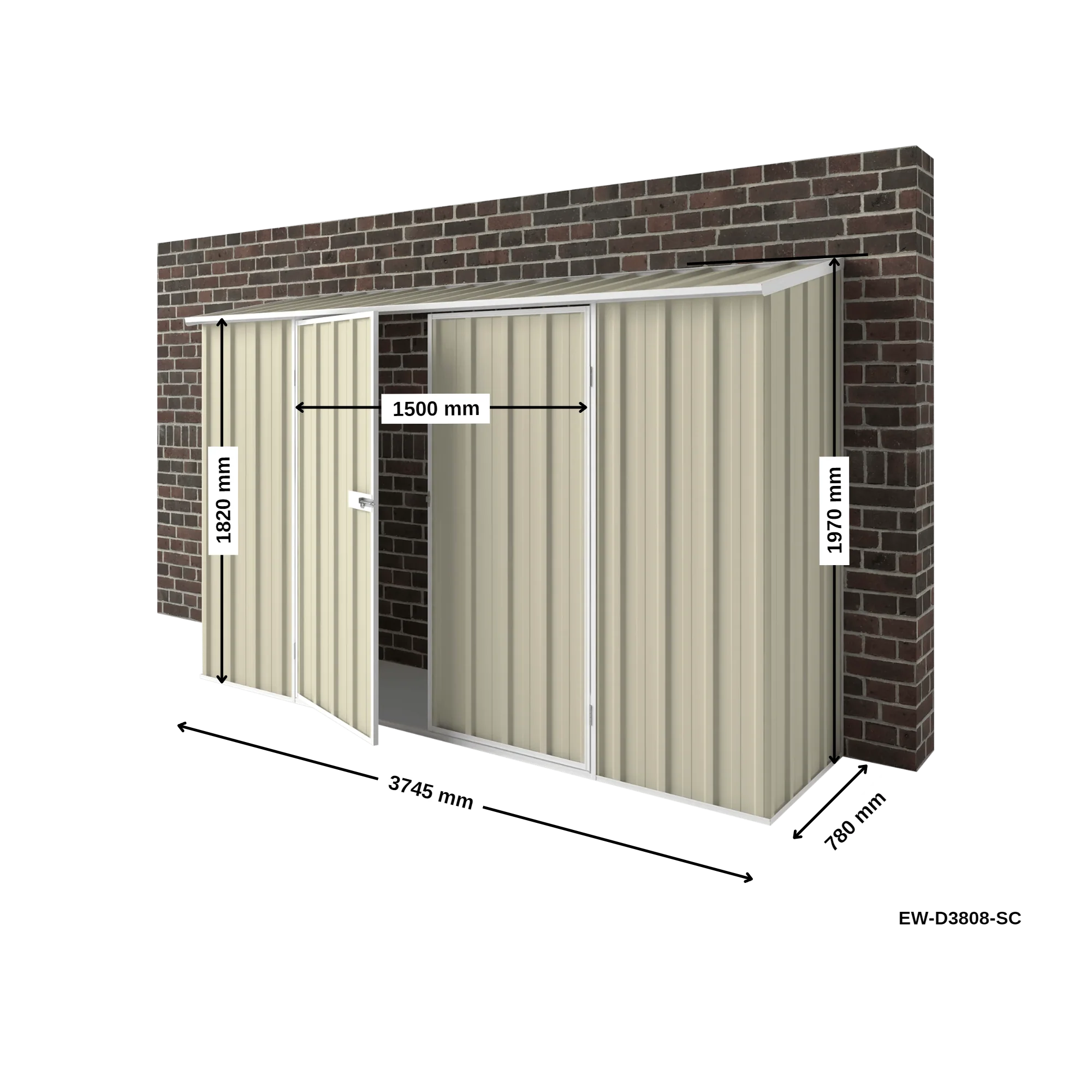 3.75m x 0.78m Off The Wall Garden Shed - Image 13