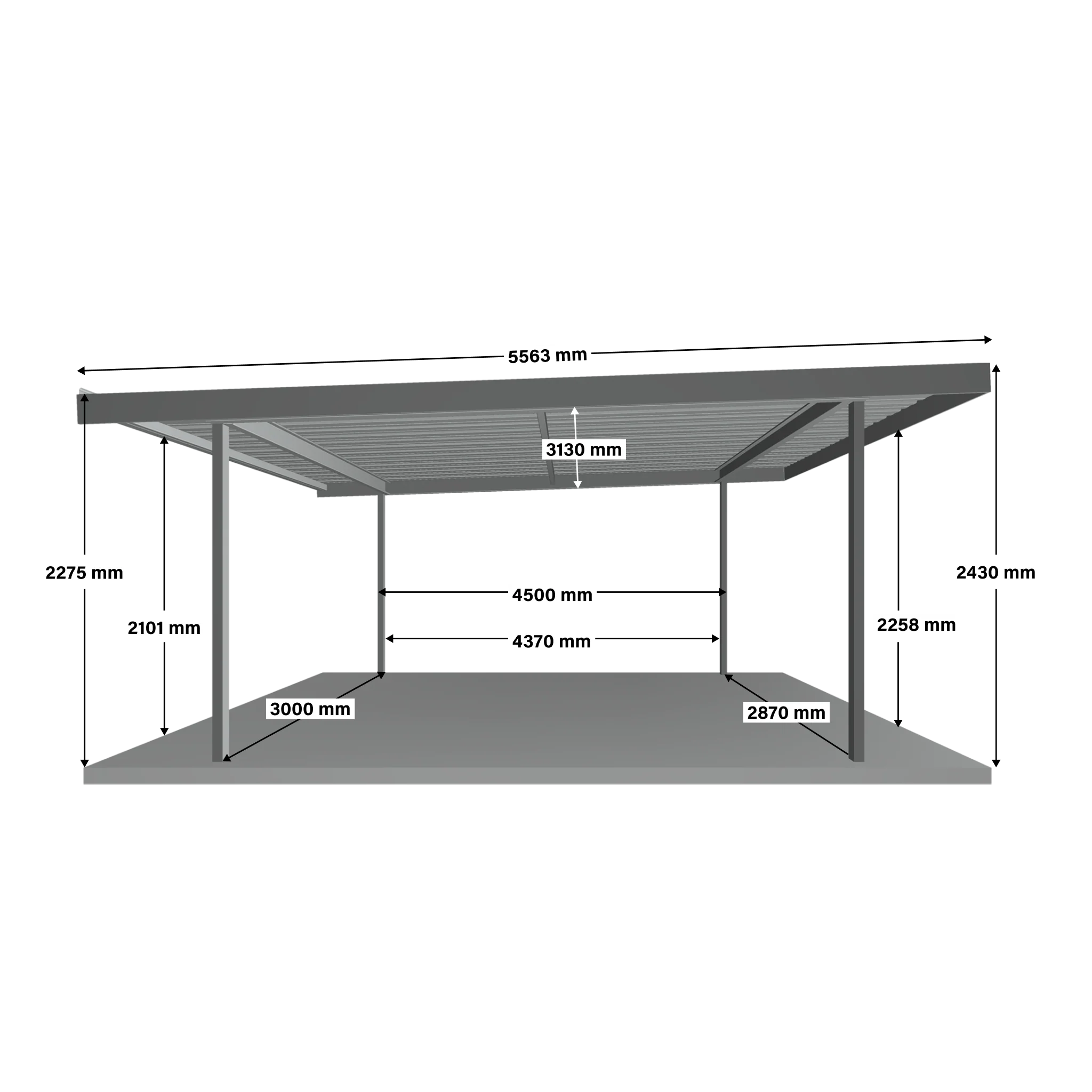 5.5m x 3.1m Carport - Zinc - Image 12